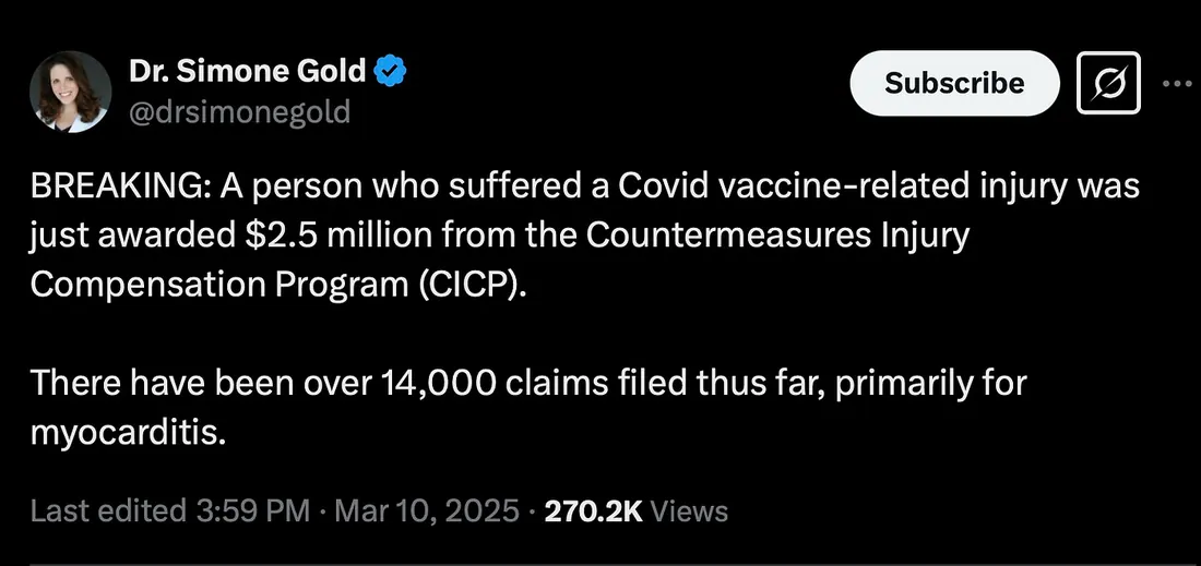 Dr. Simone Gold was first to alert us to the CICP award.