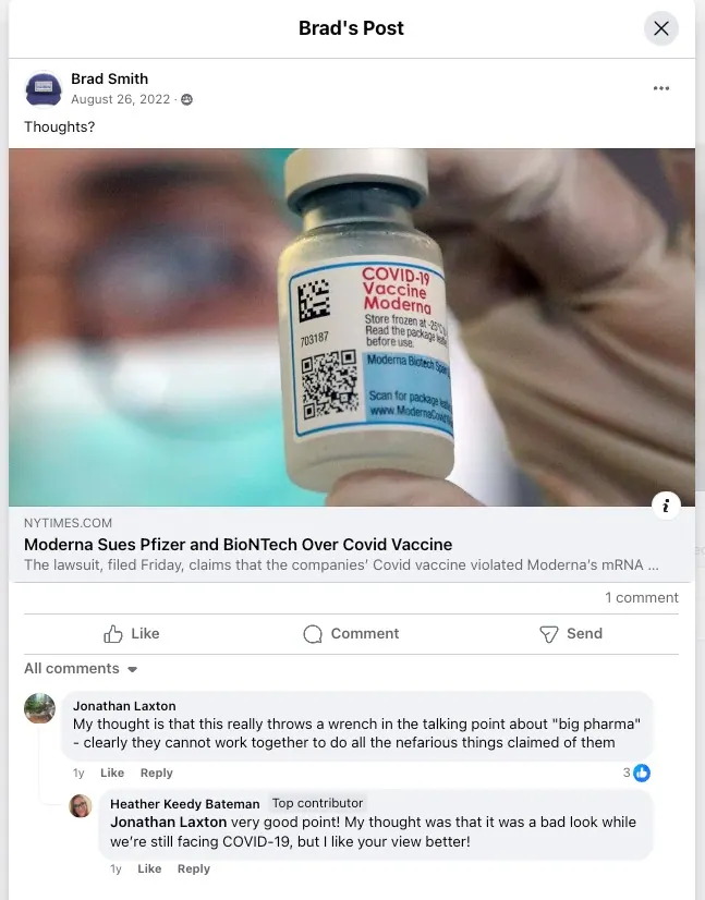 A “Shots Heard Round the World” post where Laxton assumes that concerns about ‘Big Pharma” implies that all pharmaceutical companies work together on all issues.