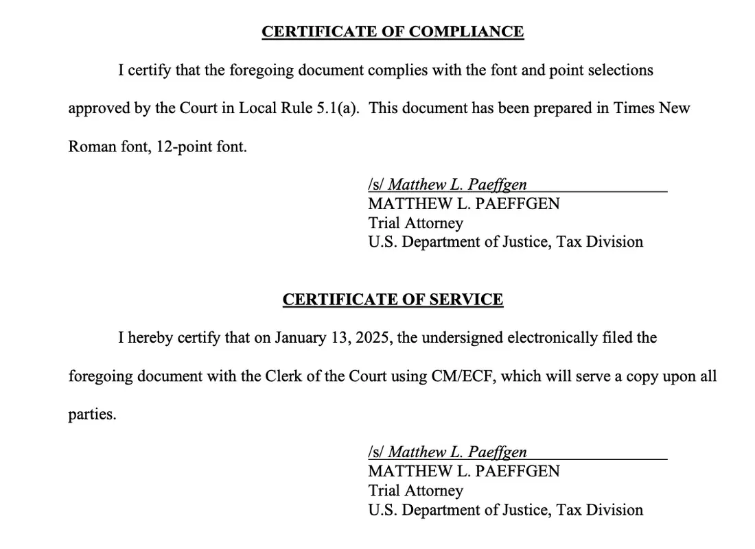 Matthew L. Paeffgen’s statement on the IRS’s reply