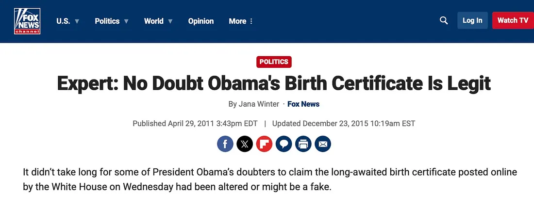Debunk article from Fox News