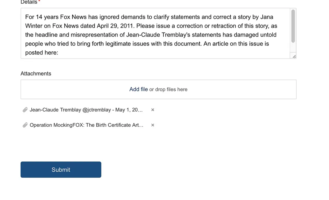 Correction request submitted to Fox News.
