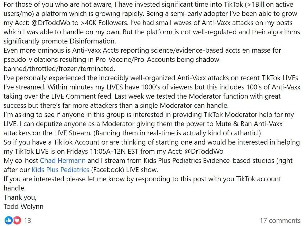 Letter from Todd to the group