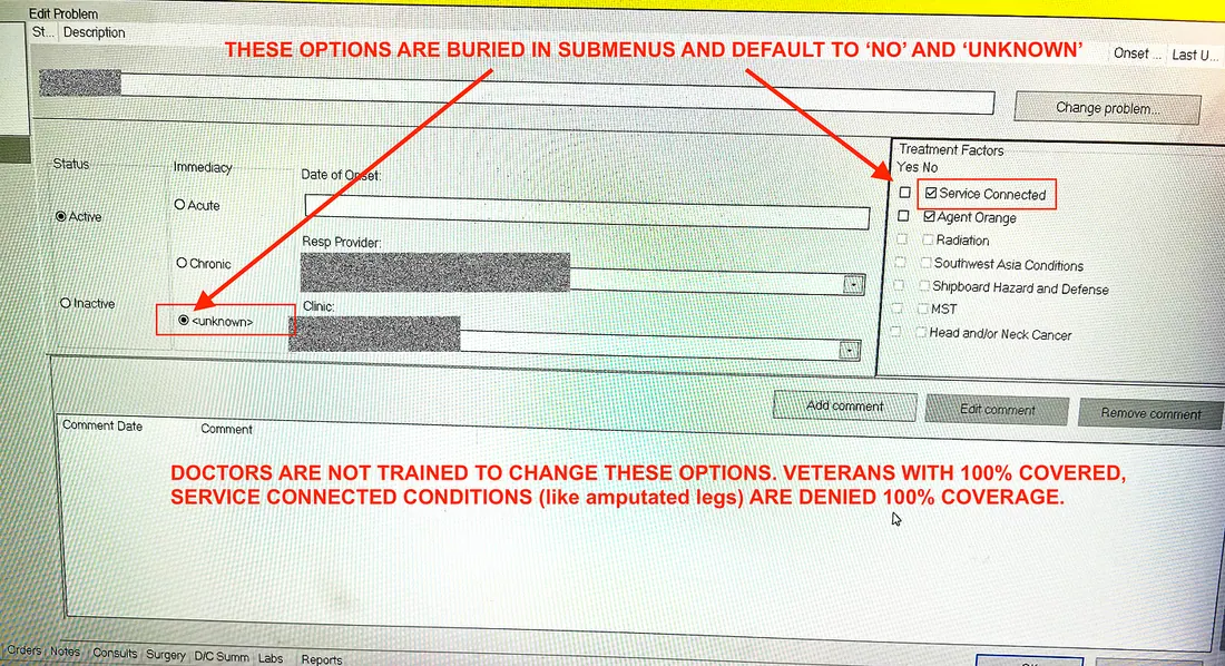 VA doctors are not trained to use this submenu, but it can mean life or death for a soldier with a condition that should be covered, like missing legs from an IED.