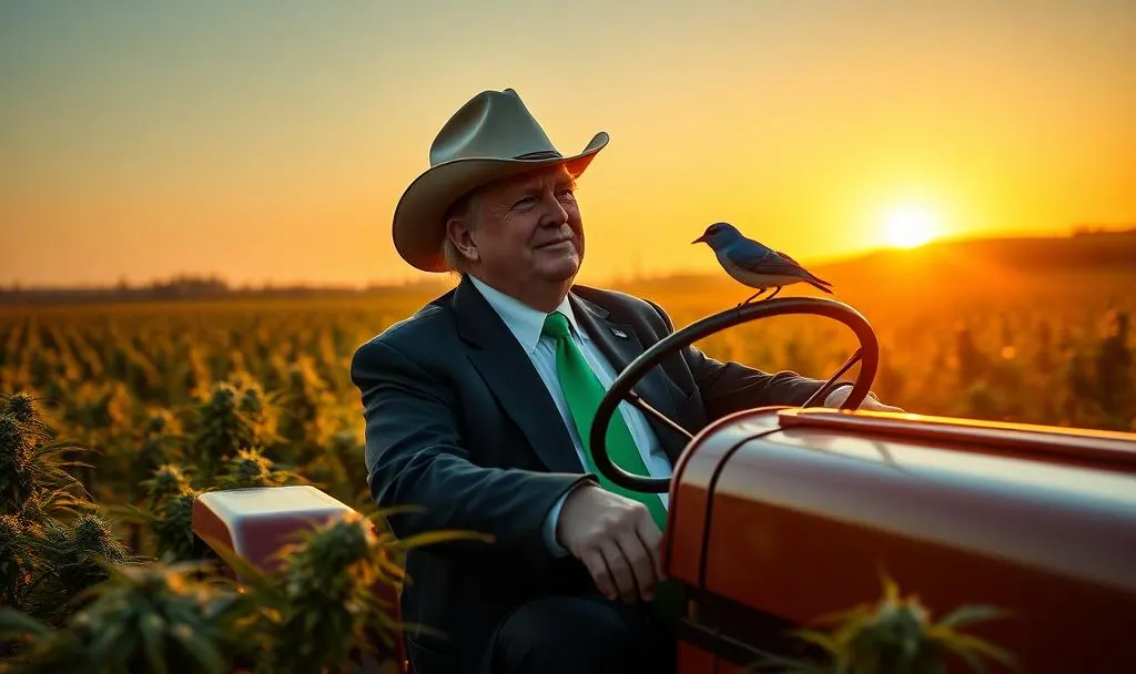 AI Generated image of President Trump on a Hemp Farm