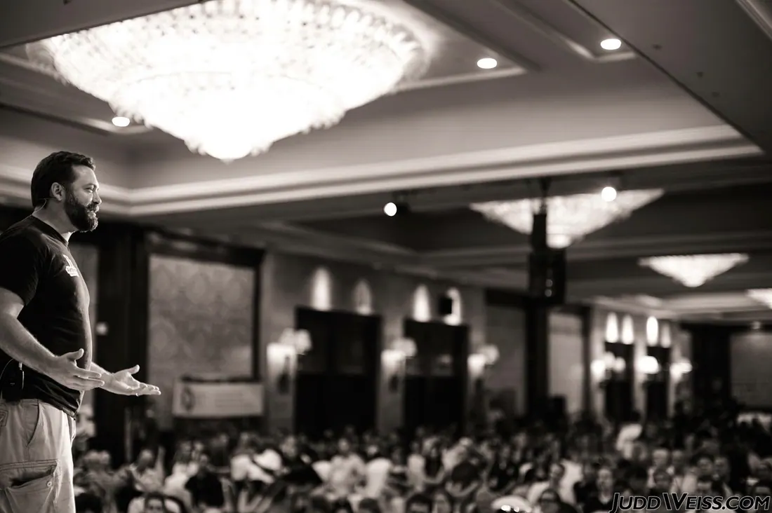 Joby Weeks speaking to audiences about cryptocurrency