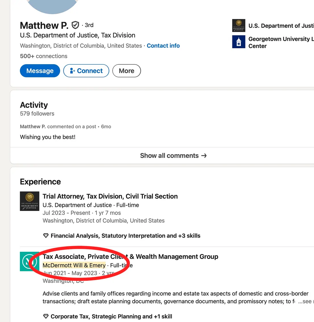 Matthew’s LinkedIN page