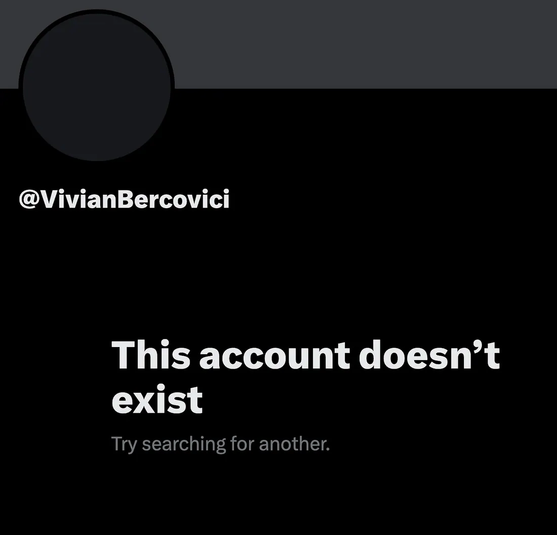 Bercovici's account was deleted soon after she dropped out of the twitter space
